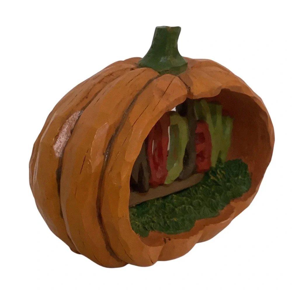 Fall Welcome Pumpkin Diorama Figurine Orange Resin Sunflower Harvest Decor